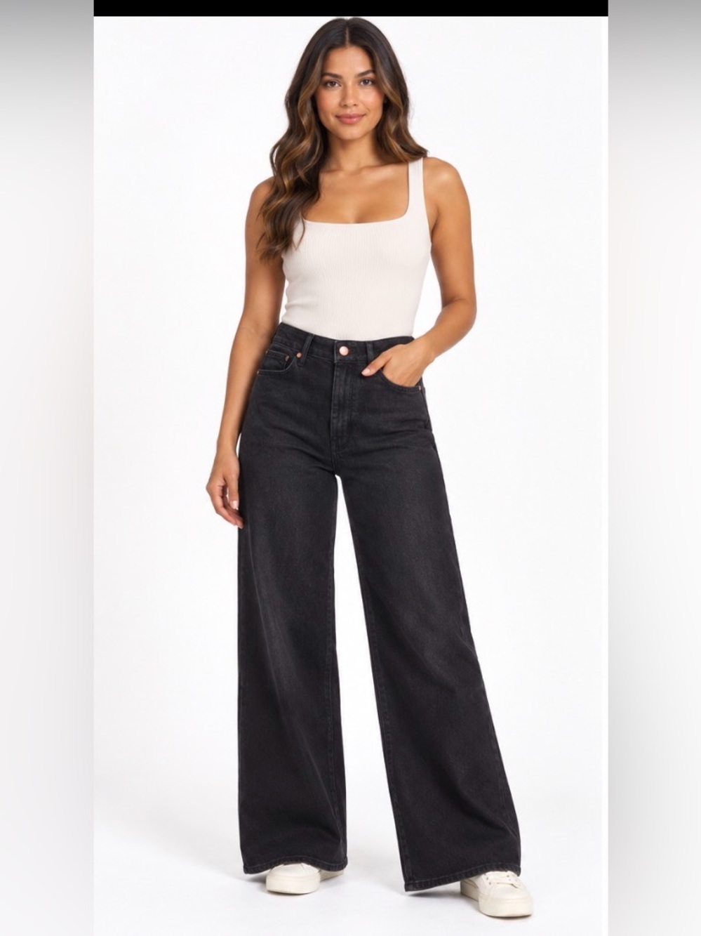 Pilcro Wide-Leg High-Rise Jeans black denim 25 winter fall casual